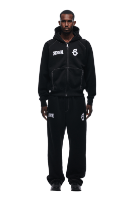 6PM Zip Jogginganzug Schwarz Icons