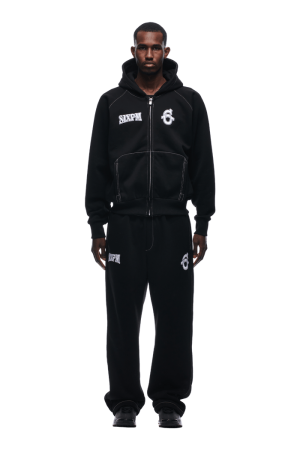 6PM Jogginganzug Zip Schwarz Icons